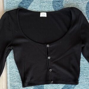 Wilfred Black Ribbed Crop Top